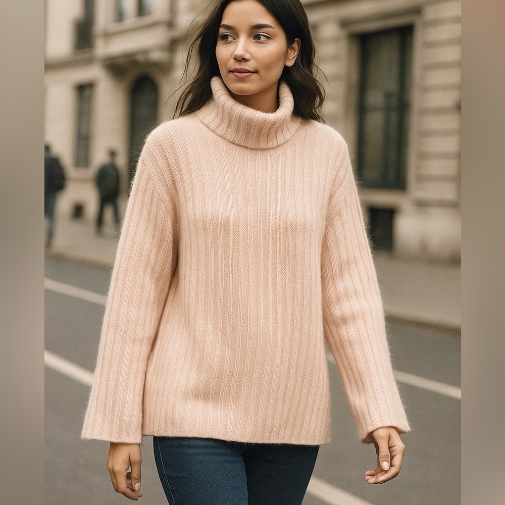 NWOT Casual Corner Vintage Angora/Lambswool chunky knit turtleneck pullover, L